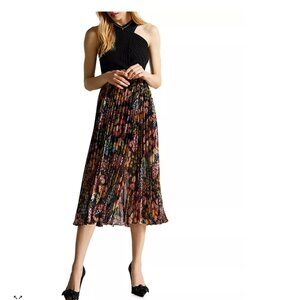 Ted Baker Aquila Cross Front Pleated Knit Bodice Dress EUC